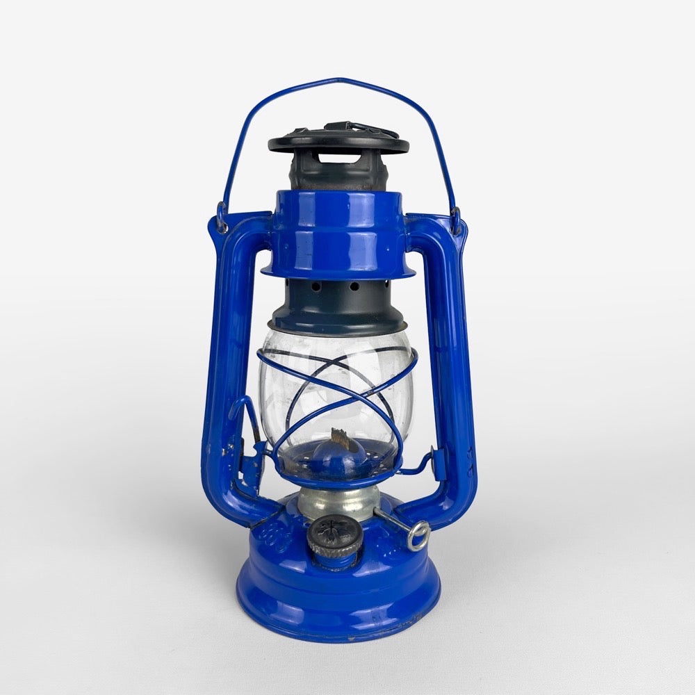 Lampe tempête vintage Meva 863 bleu électrique