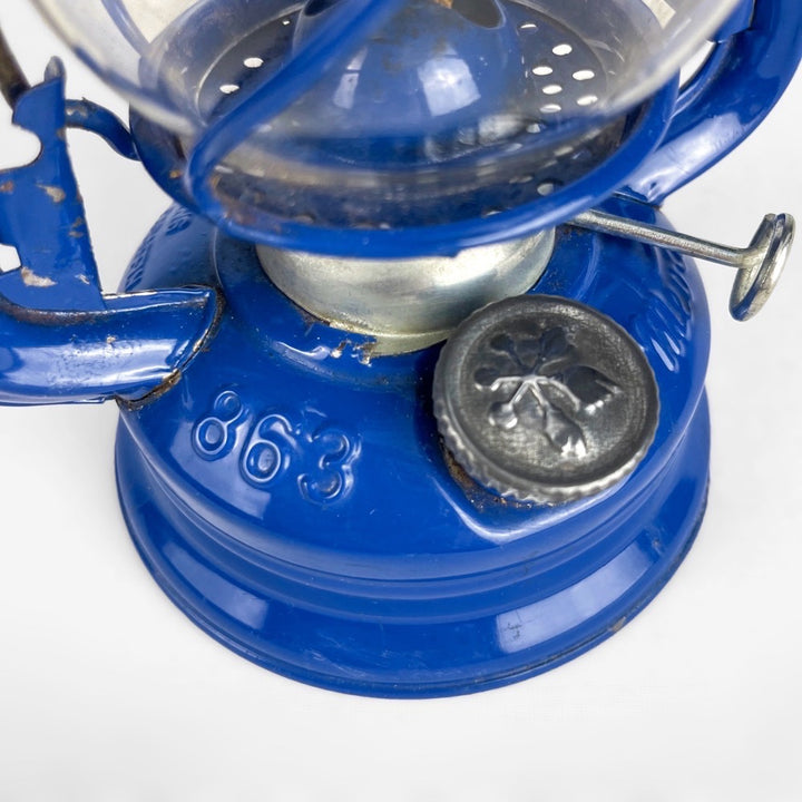 Lampe tempête vintage Meva 863 bleu électrique