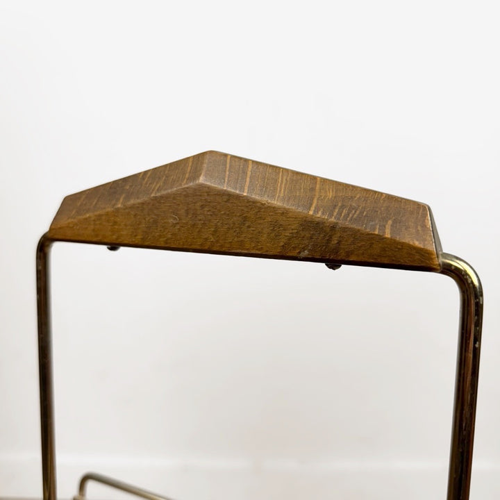 Porte-revues cuir et laiton années 60
