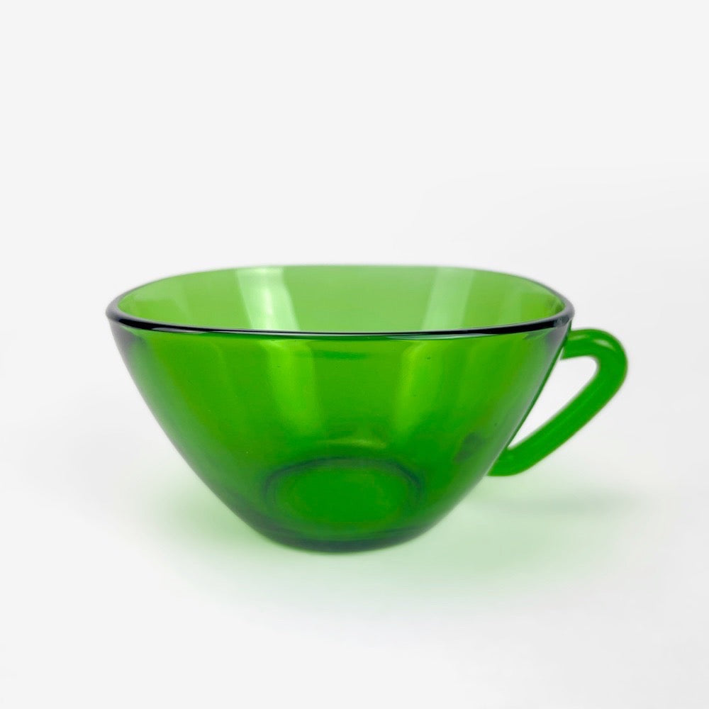 6 Grandes tasses et soucoupes Vereco vert émeraude années 70