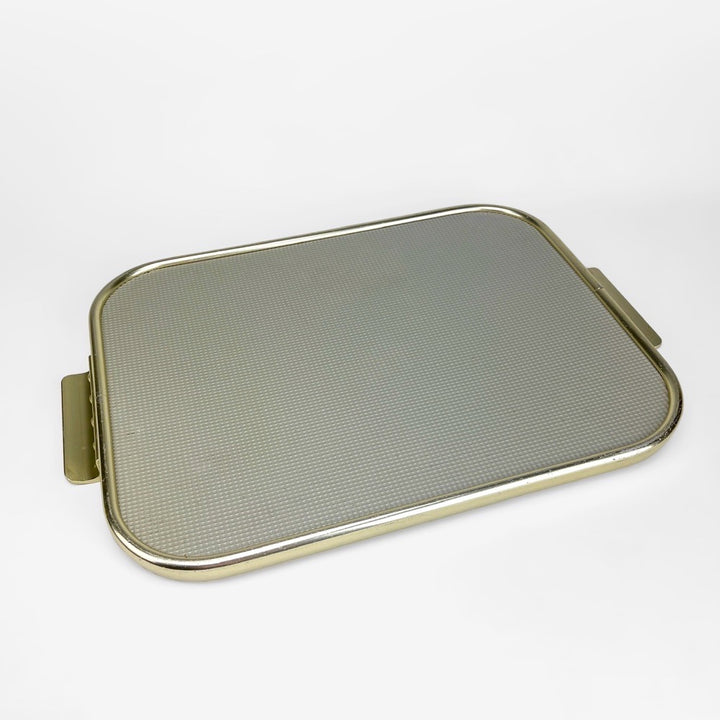 Plateau vintage en laiton et tôle aluminium pointe diamant