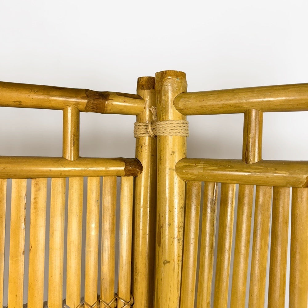 Paravent vintage en rotin et  bambou 3 volets