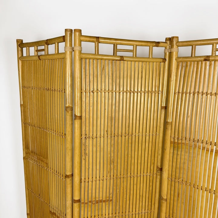 Paravent vintage en rotin et  bambou 3 volets