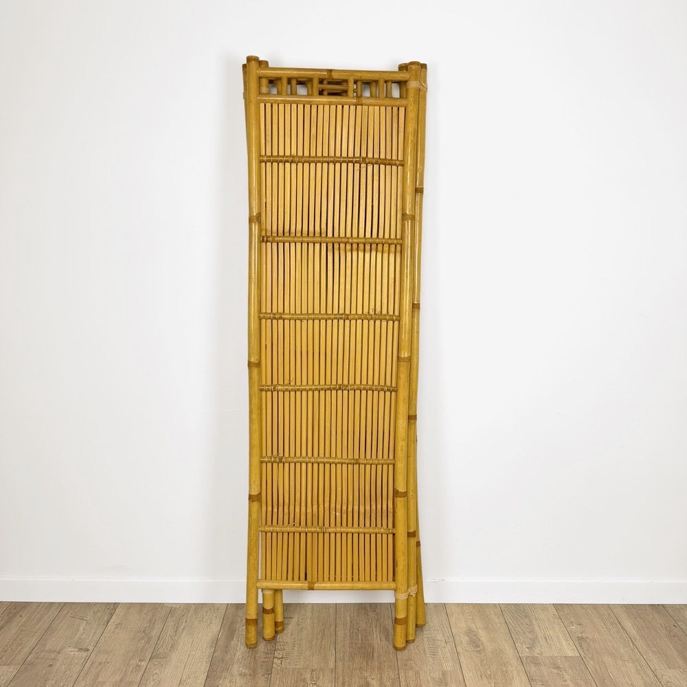 Paravent vintage en rotin et  bambou 3 volets