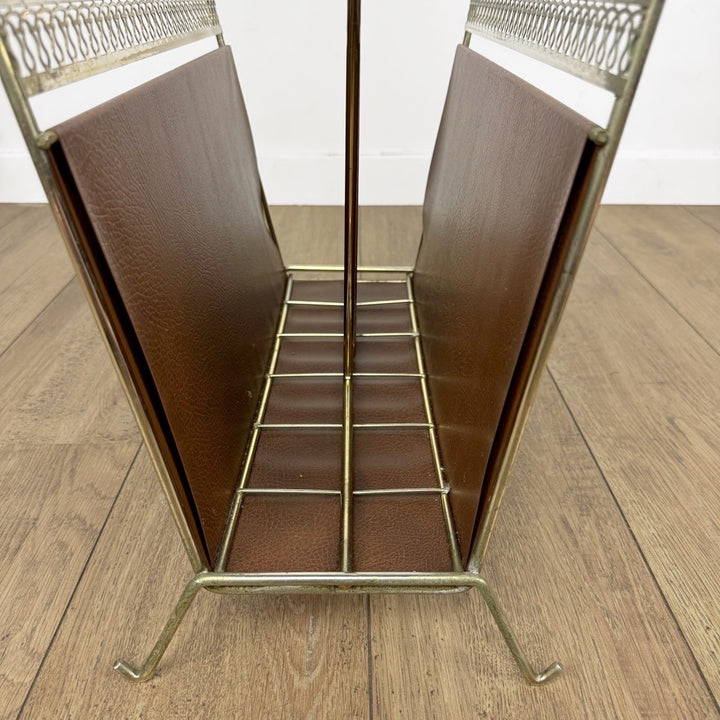 Porte-revues design 1960 métal et similis cuir