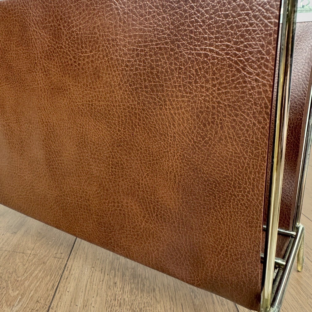 Porte-revues design 1960 métal et similis cuir