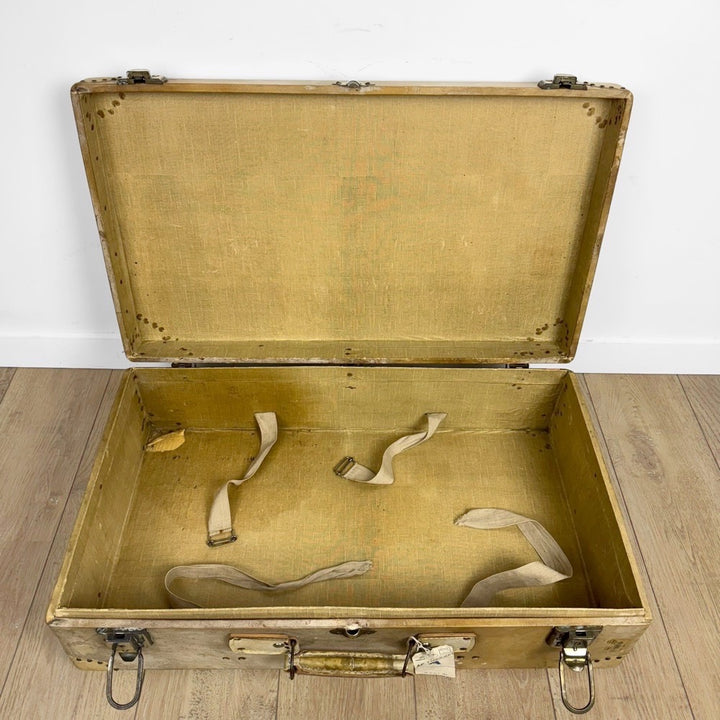 Valise rigide en bois et vélin années 50
