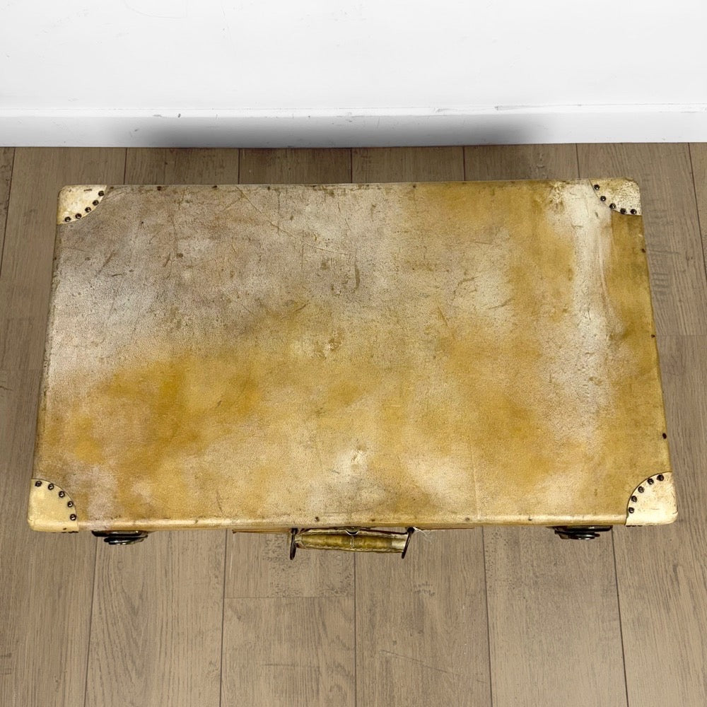 Valise rigide en bois et vélin années 50