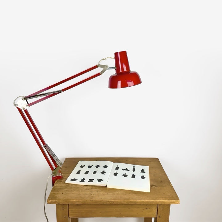 Lampe architecte rouge VEB Raumleuchte Zeulenroda RDA années 70