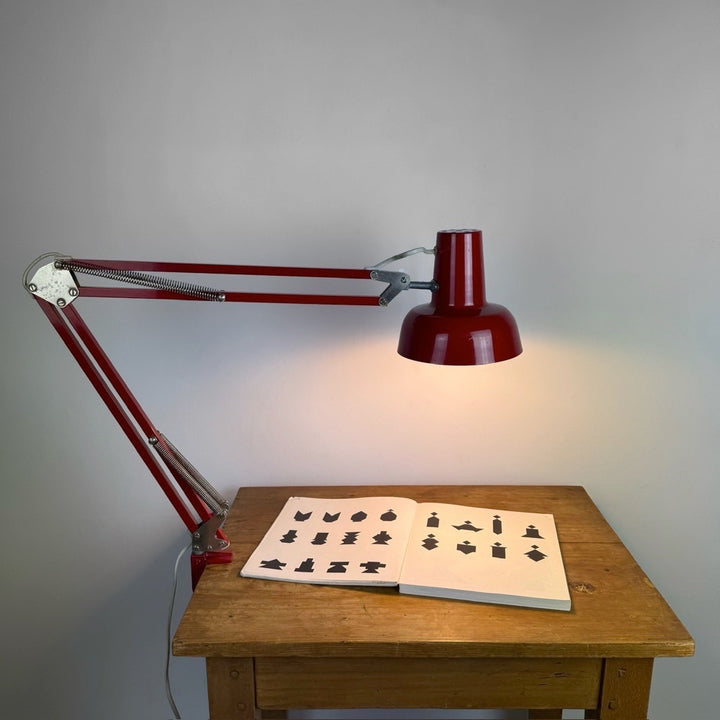 Lampe architecte rouge VEB Raumleuchte Zeulenroda RDA années 70