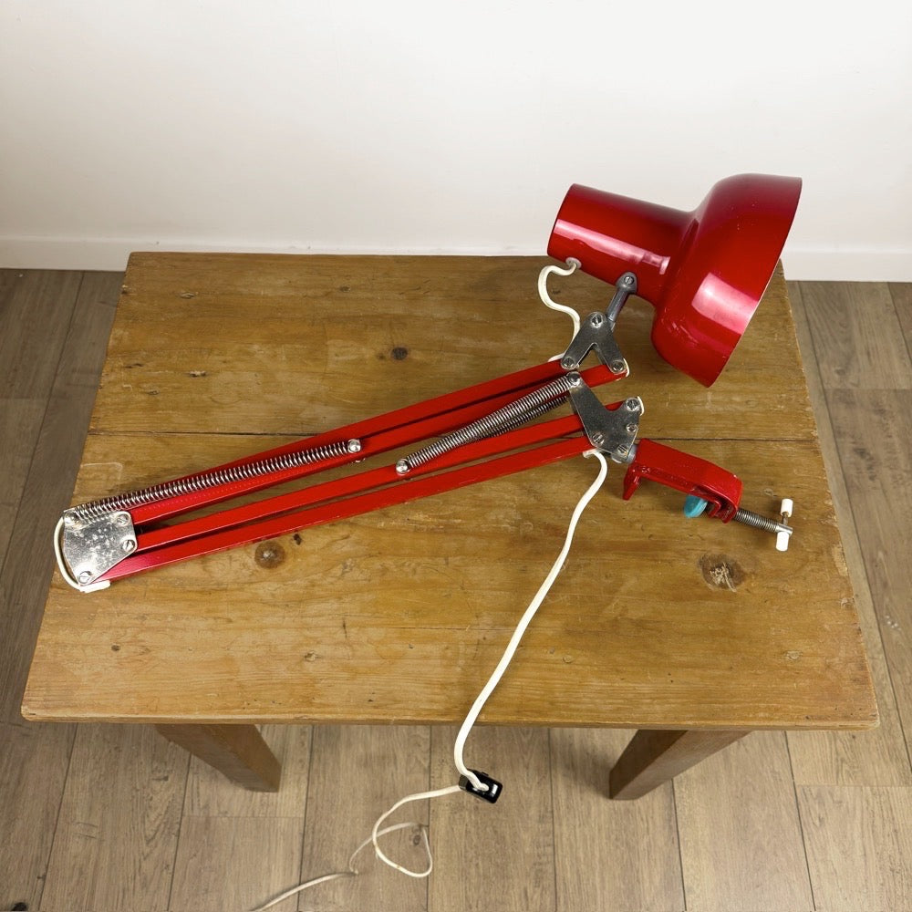 Lampe architecte rouge VEB Raumleuchte Zeulenroda RDA années 70