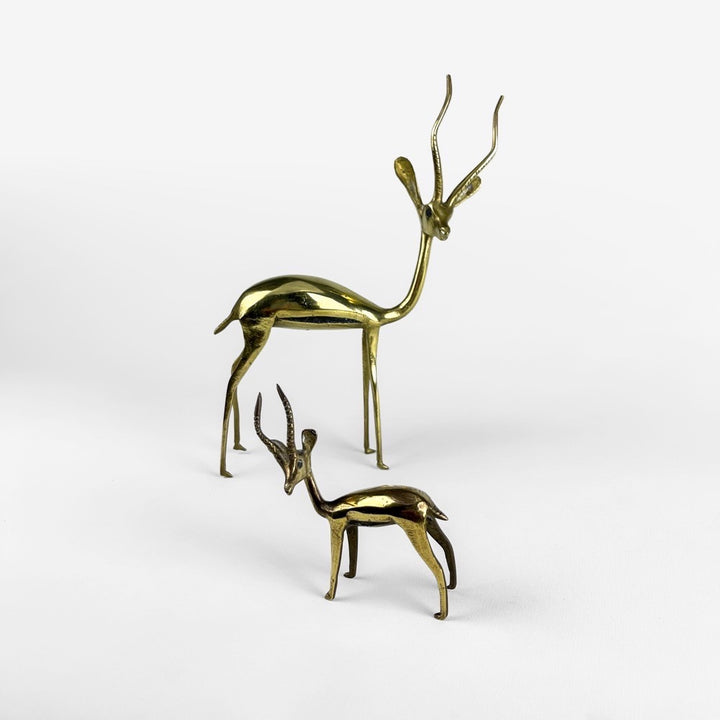 Antilope et son petit en laiton années 70