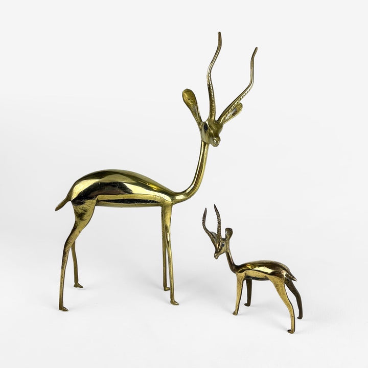 Antilope et son petit en laiton années 70