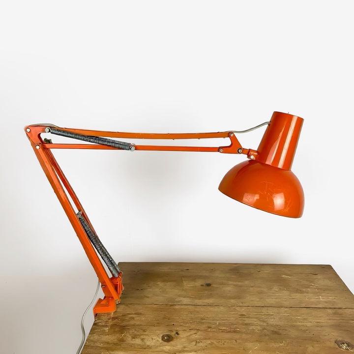 Lampe d'architecte VDE plastique orange années 80