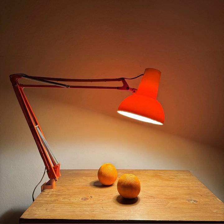Lampe d'architecte VDE plastique orange années 80
