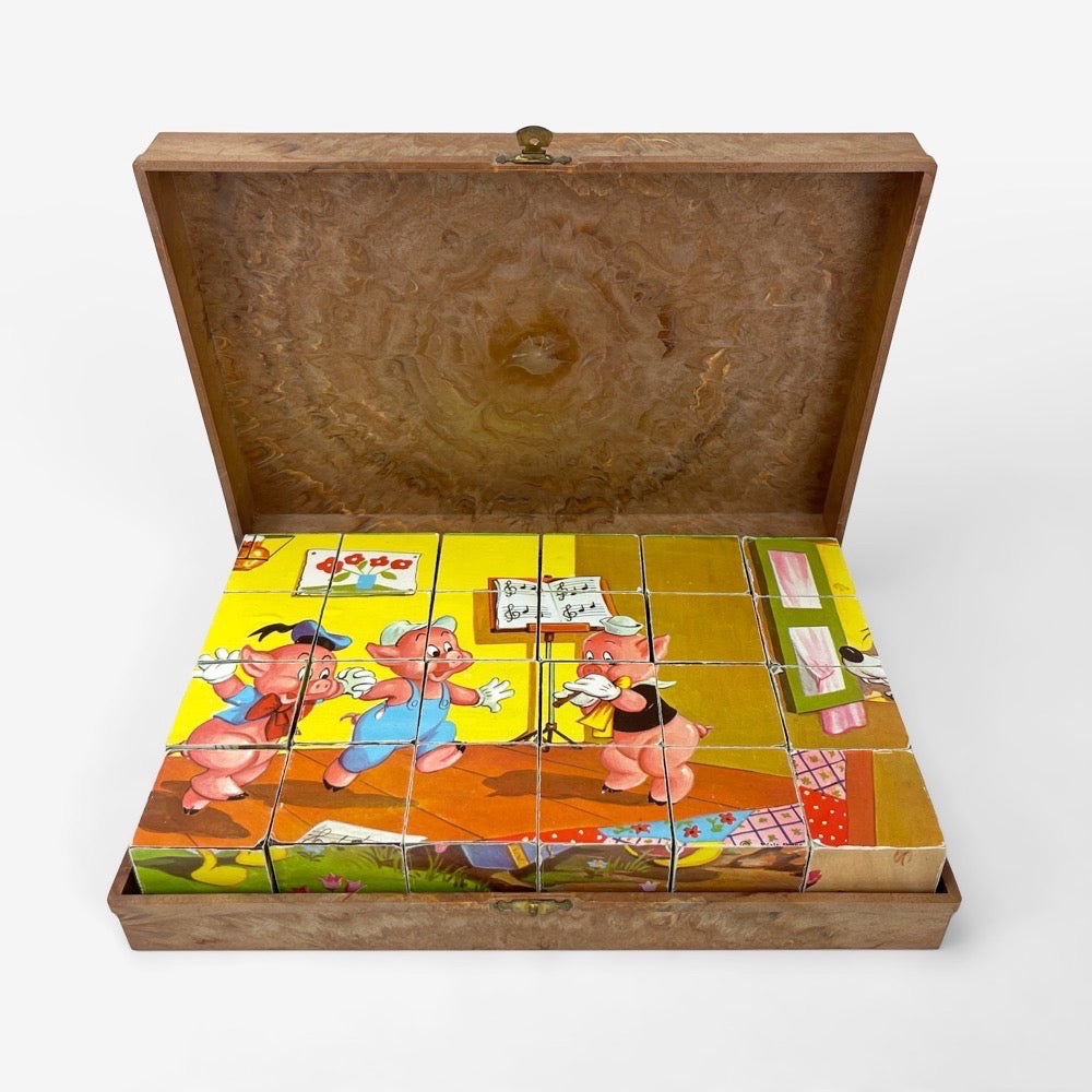 Boîte de 24 cubes en bois Garnier illustrations Walt Disney