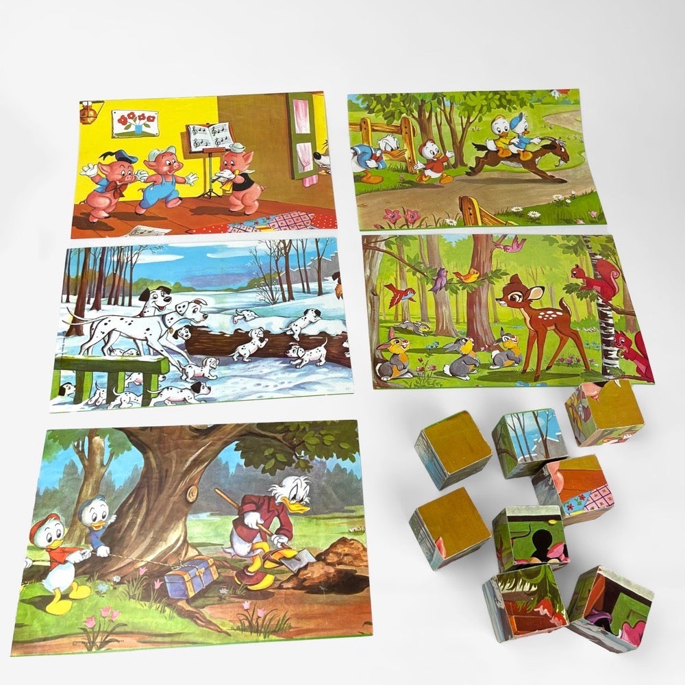 Boîte de 24 cubes en bois Garnier illustrations Walt Disney