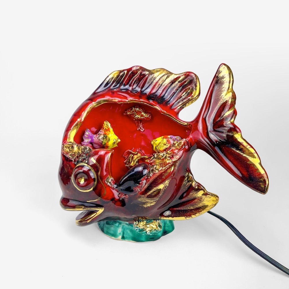 Lampe veilleuse poisson Vallauris vintage