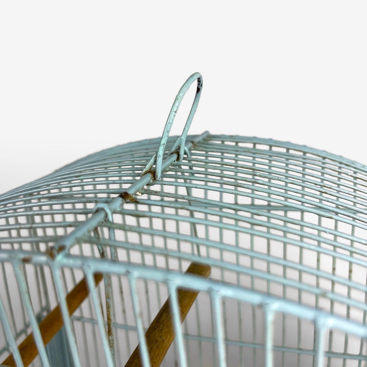 Ancienne cage à oiseau métal bleu ciel