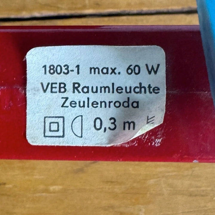 Lampe architecte rouge VEB Raumleuchte Zeulenroda RDA années 70