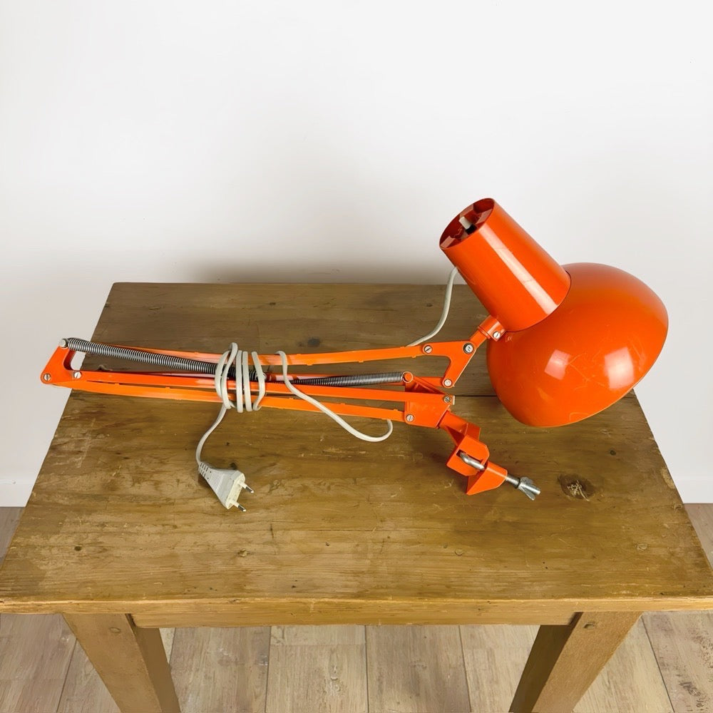Lampe d'architecte VDE plastique orange années 80