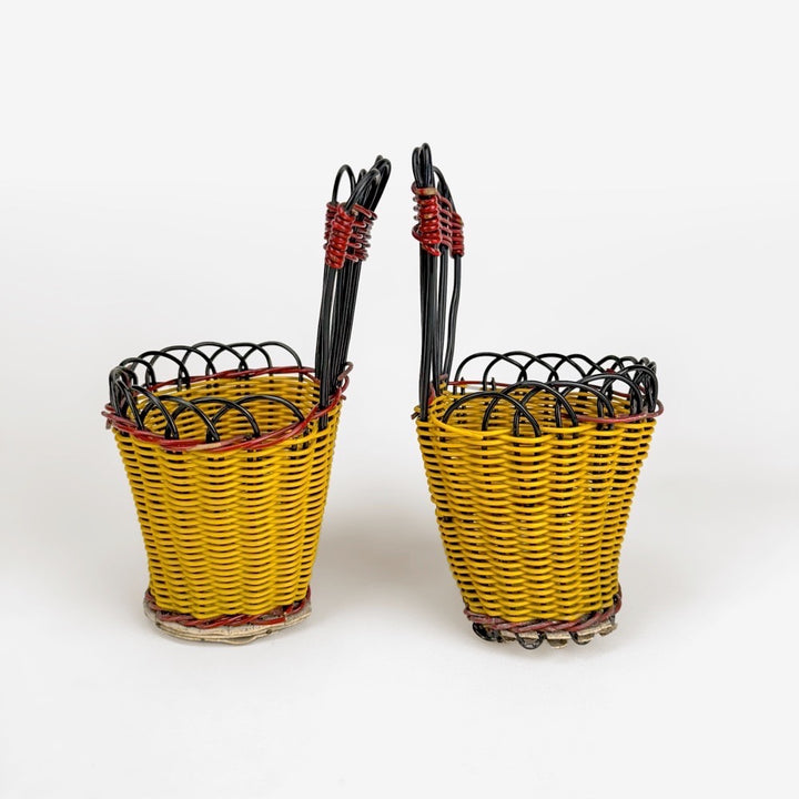 Duo de portes-plantes muraux fils scoubidou années 60