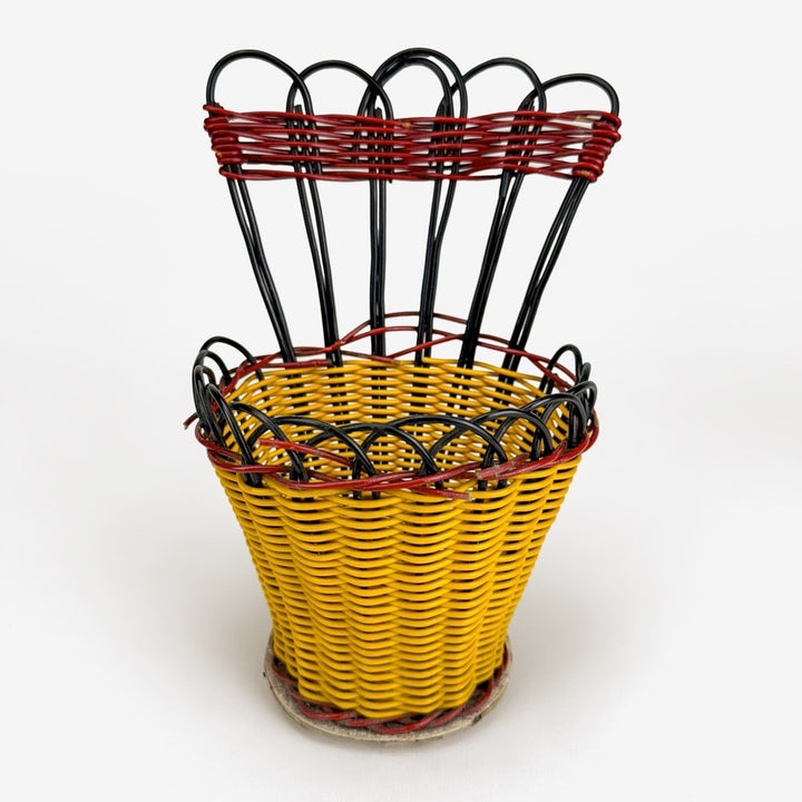 Duo de portes-plantes muraux fils scoubidou années 60