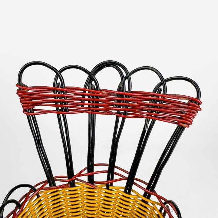 Duo de portes-plantes muraux fils scoubidou années 60
