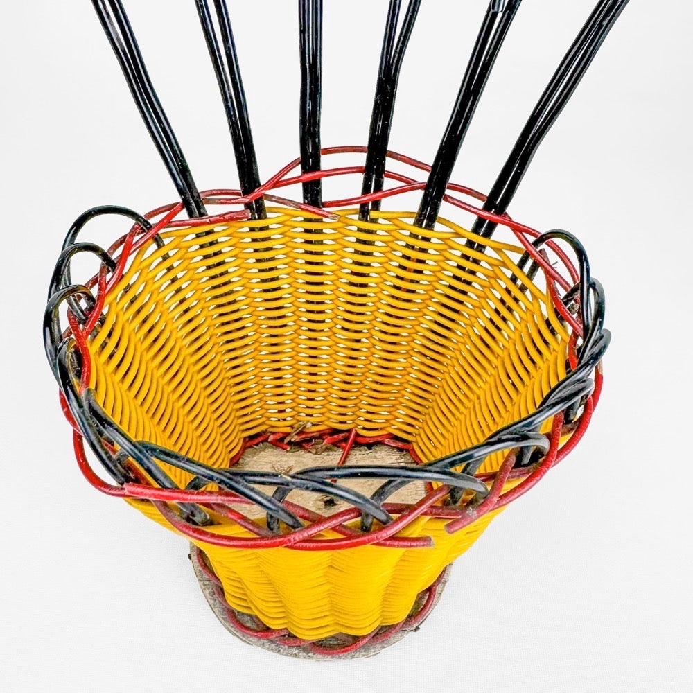 Duo de portes-plantes muraux fils scoubidou années 60