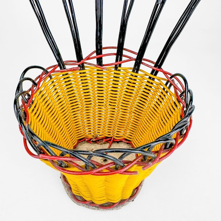 Duo de portes-plantes muraux fils scoubidou années 60