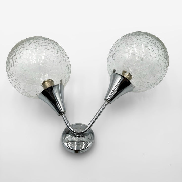 Paire d'appliques Space Age verre craquelé et chrome
