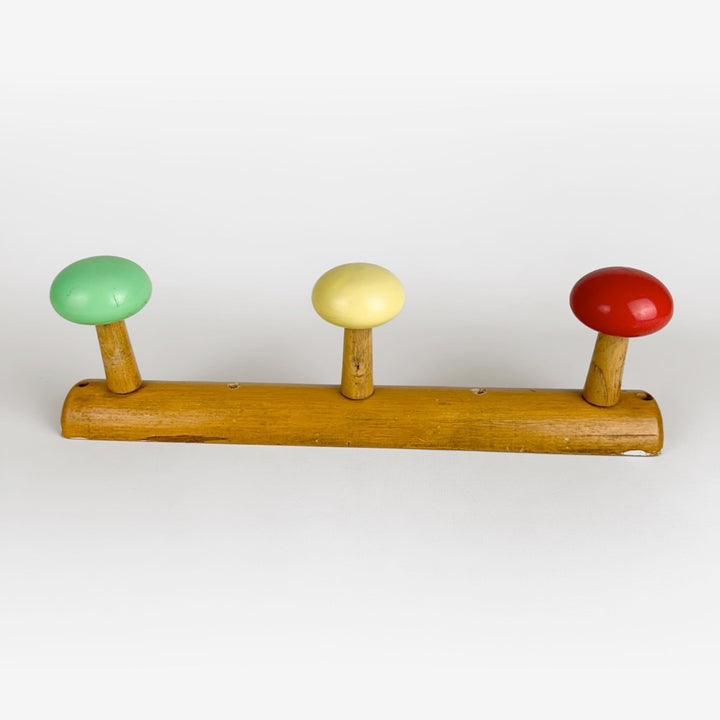 Porte-manteaux bois boules multicolores années 60