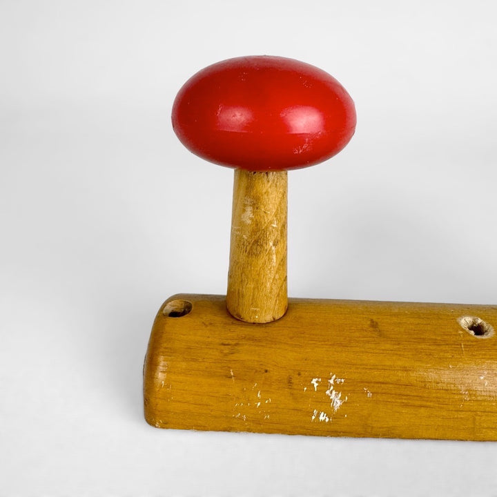 Porte-manteaux bois boules multicolores années 60