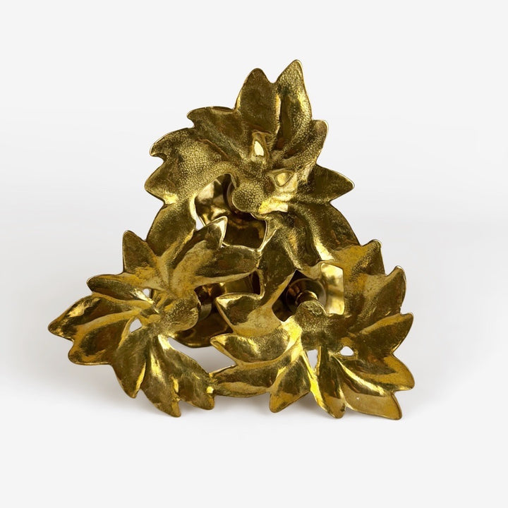 Bougeoirs trois fleurs en laiton style Art Nouveau