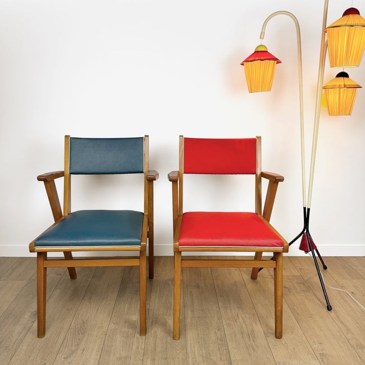 Paire de fauteuils bridges scandinaves années 50