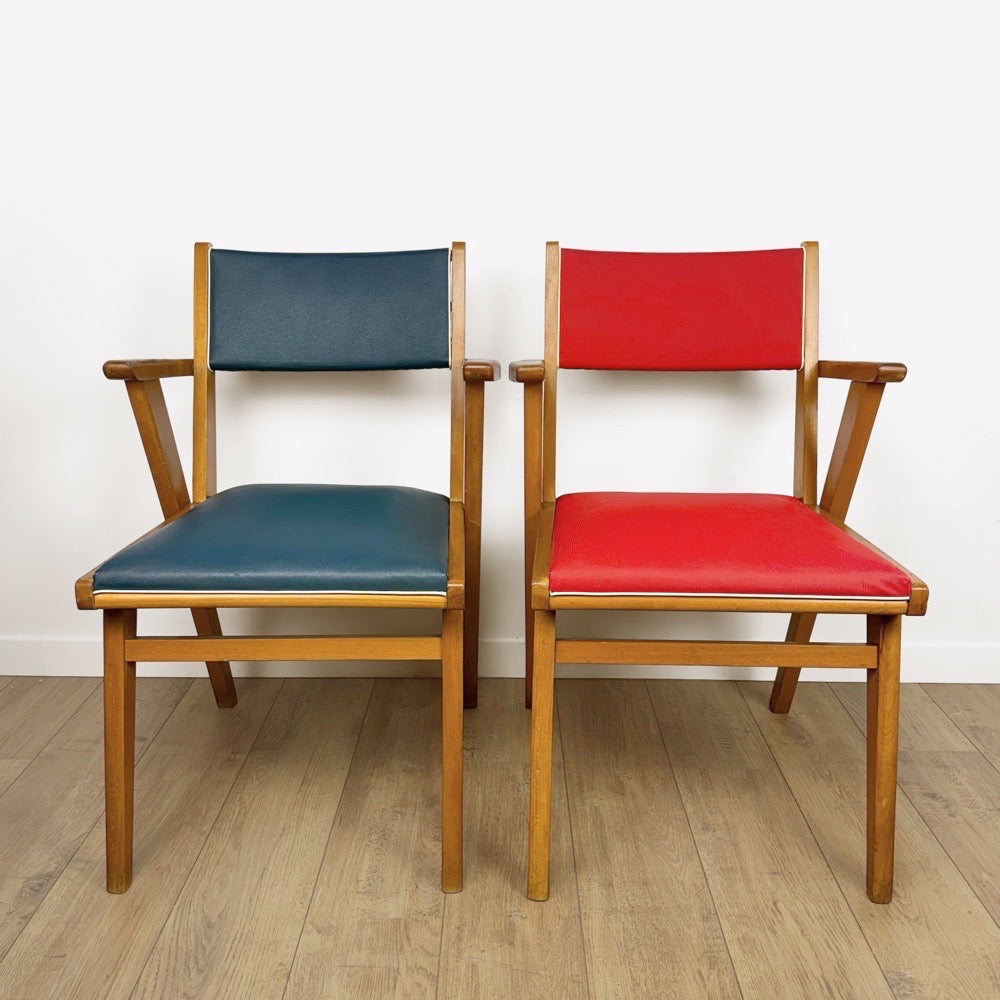 Paire de fauteuils bridges scandinaves années 50
