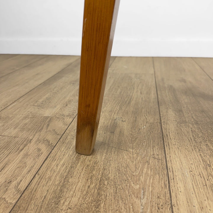 Tabouret bois et similis cuir rouge années 50