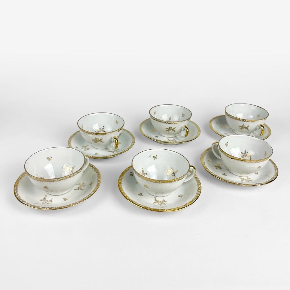 6 Tasses et soucoupes SFP Foëcy Émaux de Limoges