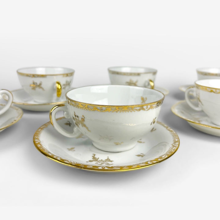 6 Tasses et soucoupes SFP Foëcy Émaux de Limoges