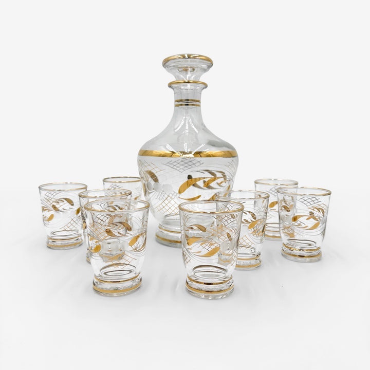 Service à porto vintage verre et dorures