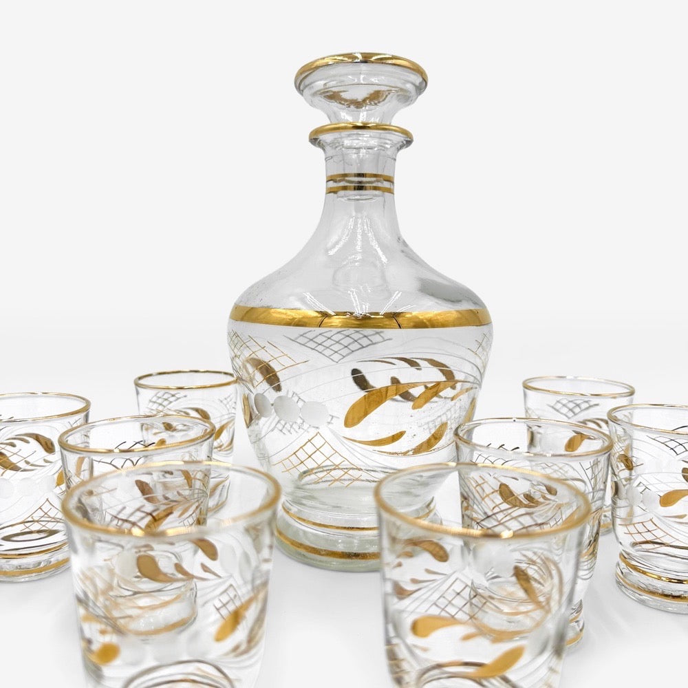 Service à porto vintage verre et dorures