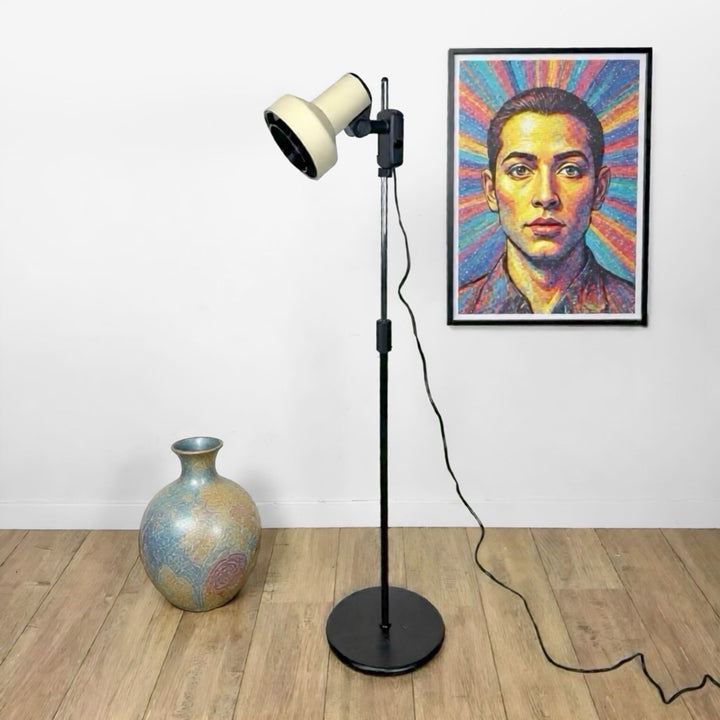 Lampadaire spot beige réglable années 70