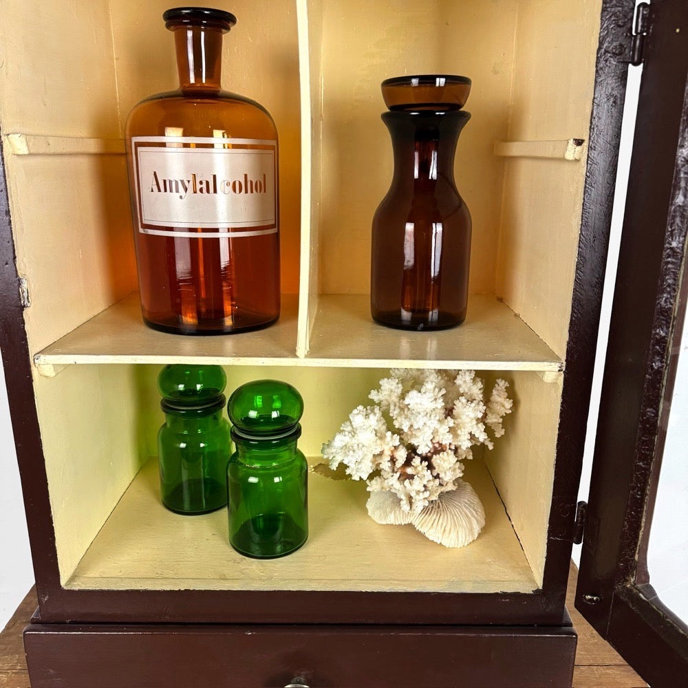 Armoire à pharmacie ancienne bois et verre