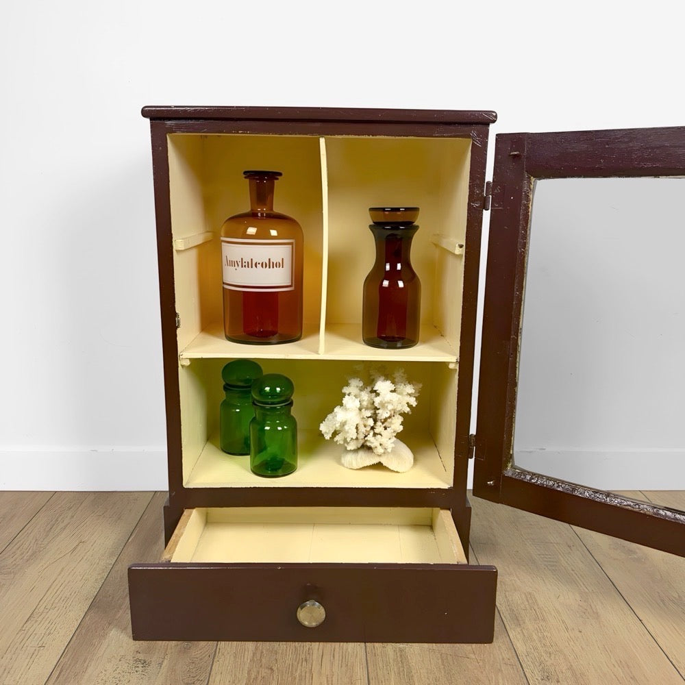 Armoire à pharmacie ancienne bois et verre