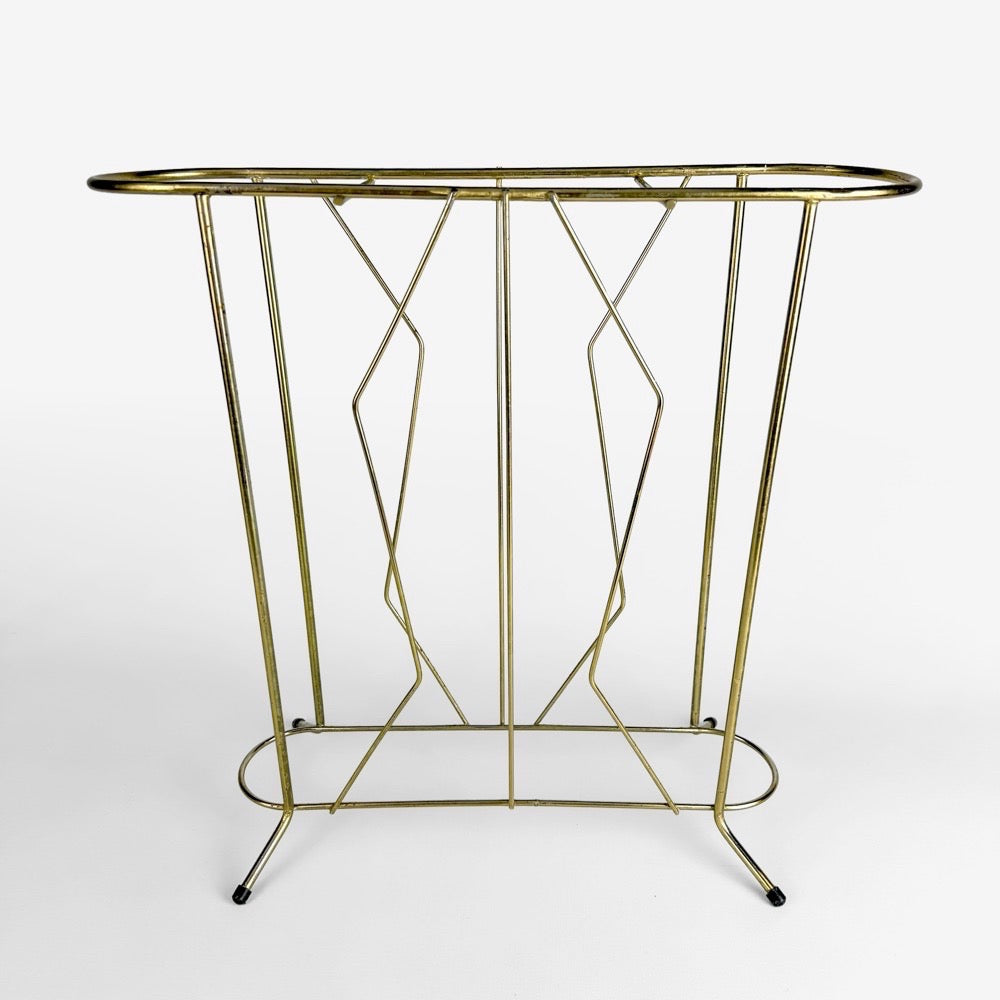 Porte-parapluies filaire design laiton Mid-Century
