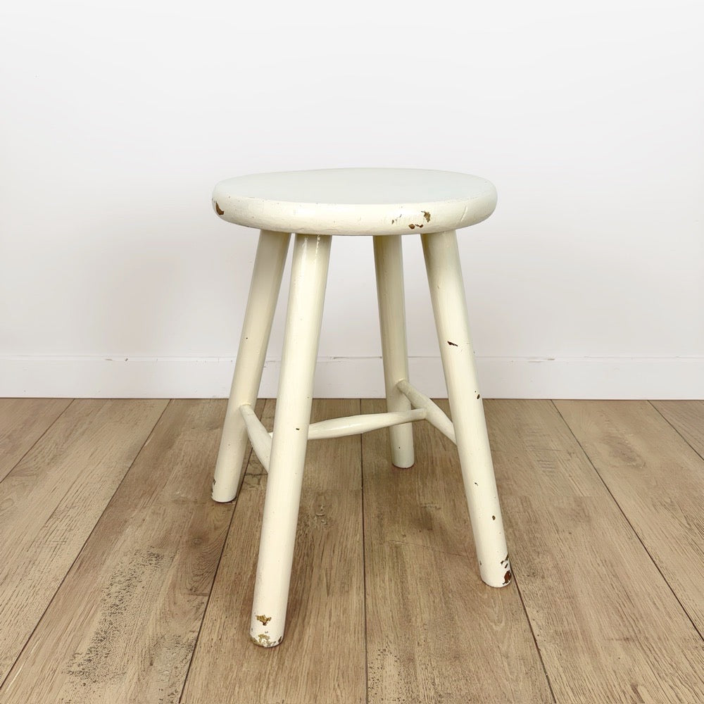 Tabouret d'atelier en bois peint vintage