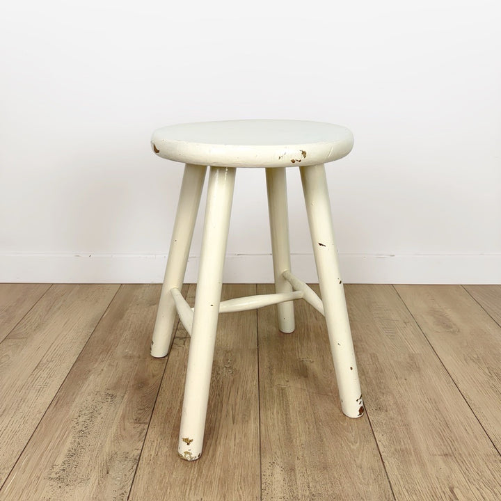 Tabouret d'atelier en bois peint vintage