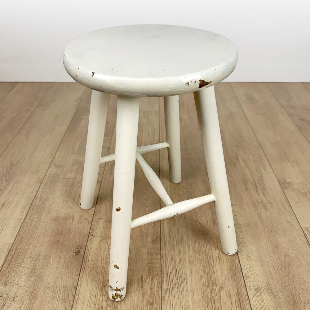 Tabouret d'atelier en bois peint vintage