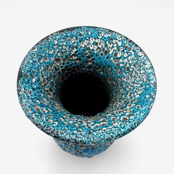 Vase écume turquoise Émaux des Glaciers 70's