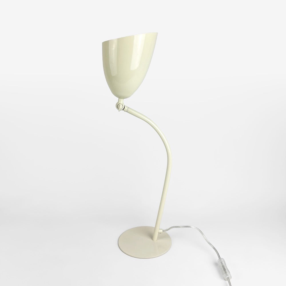Lampe métal beige argile articulée réflecteur tulipe